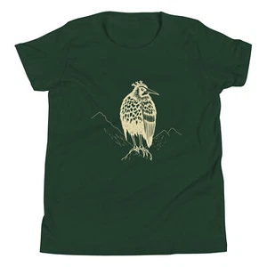 "Alpine King" Youth T-Shirt Lonely Mountain Bird Monarch Bleak Quirky Art - Picture 1 of 5