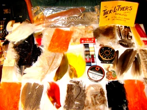 Large Lot Fly Tying Materials, w/ Feathers, Buck Tails, Plumes + Xtras - Picture 1 of 12