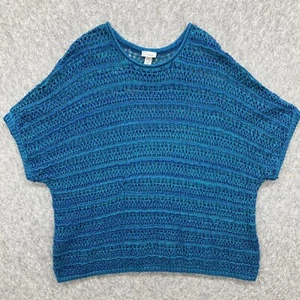 Suéter tejido abierto Catherines 5X para mujer 34/36 azul turquesa brillante Dolman - Imagen 1 de 7