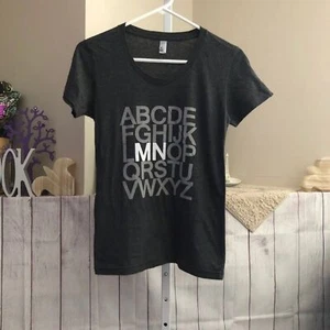 American Apparel sz M Minnesota Graphic Alphabet Tee - Picture 1 of 7