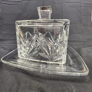 Vtg Royal Limited Cottagecore Granny Crystal Cloche & Serving Tray Floral Cut - Picture 1 of 15