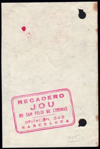 España - Recadero - 1955 - Tampón "Recadero JOU - San Feliu de Codinas - .." - Imagen 1 de 1