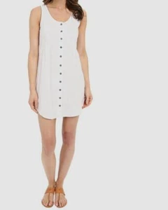 $81 Mod-o-doc Women's White Linen Sleeveless Button Front Tank Dress Size L - Picture 1 of 3