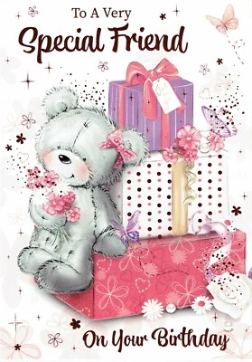POPPY HILL FRIEND BIRTHDAY CARD - Quality Card Bear and Gifts Design