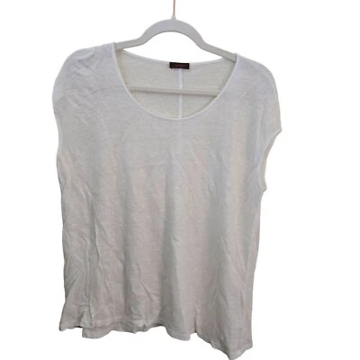 Wrap London White 100% Linen So Neck Sleeveless Lightweight Top Size L - Image 1 of 4