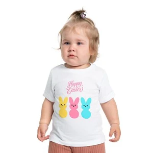 Happy Easter Baby T-Shirt with Colorful Bunnies - Picture 1 of 21