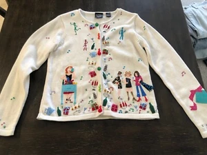 Unique vintage Christina Rotelli embellished sweater cardigan music party size S - Picture 1 of 11