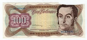 Billete Venezuela 100 Bolívares 1992 P66e - Imagen 1 de 2