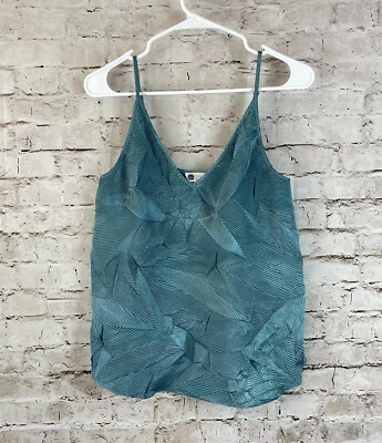 Camiseta sin mangas Anthropologie Floreat para mujer pequeña verde azulado metálico arrugado ajustable S  Foto 1 de 4