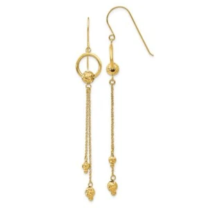 14K Solid Yellow Gold Dangle Earrings - Picture 1 of 4
