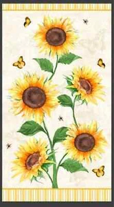 Sundance Meadow Wilmington prints fabric panel, Sunflowers, Bees, Butterflies - Picture 1 of 1