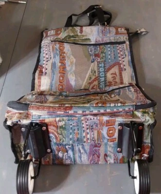 Hollywood Tapestry Luggage Shopping Bag w Wheels Collapsible Foldable - Image 1 of 4