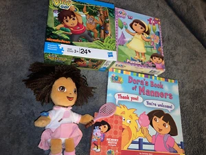 Nick Jr Dora The Explorer Toy Puzzle Lot: Memory Match Card Set, Diego, SM Plush - Picture 1 of 9