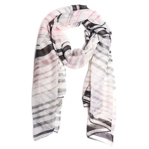 Burano Scarf Women’s Fashion Scarf Silver Stripes With Light Pink New - Picture 1 of 8