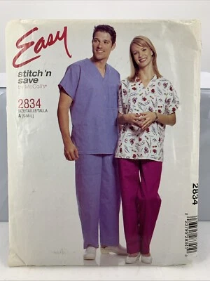 McCall's 2834 Easy Stitch 'N Save Scrub Top & Pants Sewing Pattern S-M-L Uncut - Image 1 of 2