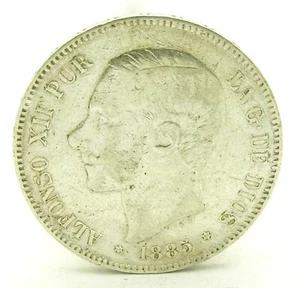 Spain 1885 Alfonso XII Silver Coin 5 Pesetas - Picture 1 of 5