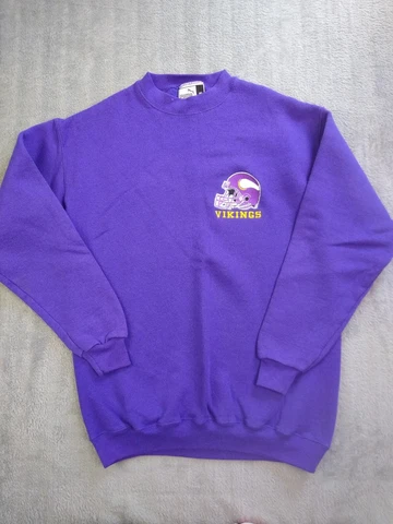 Minnesota Vikings Sweater Mens Medium Puma Purple Pullover Sweatshirt Cover