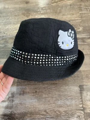 Hello Kitty Sanrio девочек шляпа черный блестящий блестками Fedora размер маленький 2011 - Изображение 1 из 4
