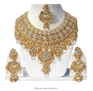 Indian Cubic Zirconia Latest Wedding Designer Kundan Necklace Jewelery Set - Picture 1 of 2