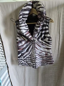 Elie Tahari Tan/Brown Animal Print Puffer Pleated Vest Pockets - Picture 1 of 13