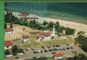 Vintage Michigan MI Lighthouse Postcard Whitefish Point Aerial - Picture 1 of 3