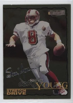 1996 Pro Line II Memorabilia Stretch Drive Silver Foil Signature Steve Young HOF - Image 1 of 2
