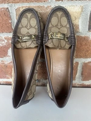 Женские мокасины на плоской подошве Coach оливковые фирменные размер 6b коричневые/хаки - Изображение 1 из 4