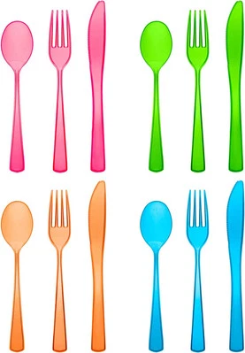 Party Essentials 240 Pieces/80 Place Settings, Orange/Green/Blue/Pink  - Image 1 of 4