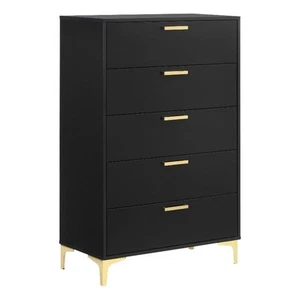 Coaster Kendall 5-Drawer Contemporary Wood Chest Black and Gold - Picture 1 of 8