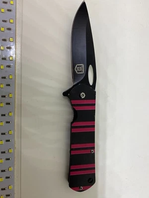 Pocket Knife Tactical Printed with a Black Red Stripe Design - Image 1 of 3