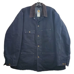 Vintage CARHARTT Jacket Mens XXL Blue Canvas Barn Chore Buttons Workwear Outdoor - Picture 1 of 10