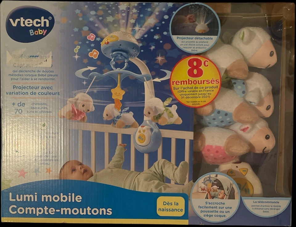 VTECH Lullaby Lambs Mobile mit Musik Melodien & Nachtlicht Sternhimmel  NEU &OVP - Bild 1 von 1