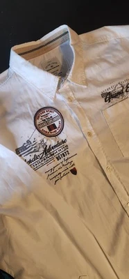 Tom Tailor Mens White embroidered detail, button up long sleeve, Sz XL - Image 1 of 4