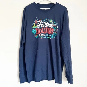 NWT Disney Festival of Holidays 2024 T Shirt DCA Long Sleeve Blue Adult XL - Picture 1 of 5
