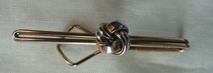 VINTAGE SWANK KNOTTED-SLIDE TIE BAR GOLD/SILVER TONE - Picture 1 of 4