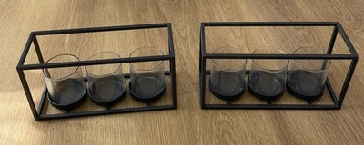 Industrial Design London Black Triple Hurricane Contemporary Home Decor  - Image 1 of 4