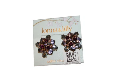 Lonna & Lilly  Earrings gold tone crystal multi colors flower ladies - Image 1 of 2