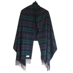 Auth johnstons of elgin - Dark Navy Dark Green Black Cashmere Scarf - Picture 1 of 5