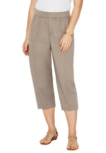 Catherines Women's Plus Size Stretch Knit Waist Cargo Capri - Picture 1 of 17