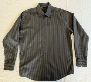 Men's AXIST Size Large Black Pinstriped Button Down Long Sleeve Shirt - Picture 1 of 6