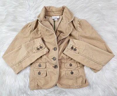 Blazer Ann Taylor LOFT Pana Talla 0 Marrón Chaqueta Recortada Western Cotttage Foto 1 de 4