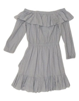 Vestido MICHAEL KORS Mujer Hombro Descubierto Reino Unido 10 Pequeño Azul Floral Algodón CP09 Foto 1 de 3