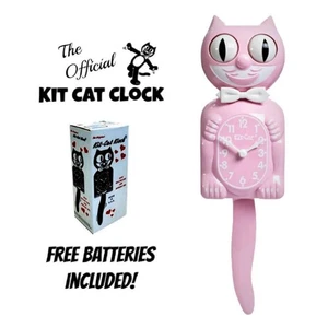 BUBBLEGUM PINK KIT CAT CLOCK 15,5" batteria gratuita MADE IN USA Kit-Cat Klock NUOVO - Foto 1 di 7