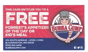 Bubba Gump Mall of America Bloomington Minnesota Advertising Flyer - Picture 1 of 2