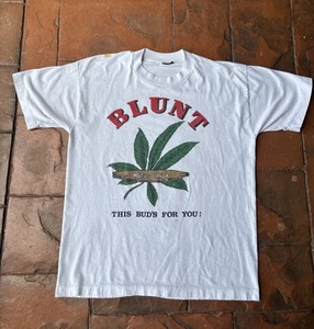 Vintage 80s Blunt This Buds For You Weed Rap T-Shirt Large Single Stitch USA - Picture 1 of 8