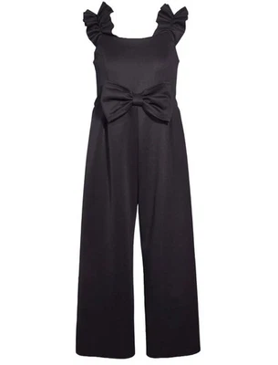 NEW Bonnie Jean Girls Size 12 "BLACK SCUBA RUFFLE" Special Occasion Bow Jumpsuit - Image 1 of 4
