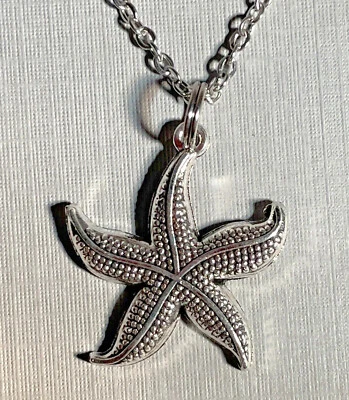 Colar de prata STARFISH 20” corrente de aço inoxidável joias costeiras vida marinha NOVO - Imagem 1 de 4