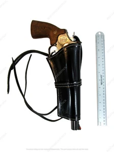 LEATHER HOLSTER UNIVERSAL FIT GUN HOLDER PISTOL COVER BARBED TOOLED OPEN BOTTOM - Picture 1 of 9