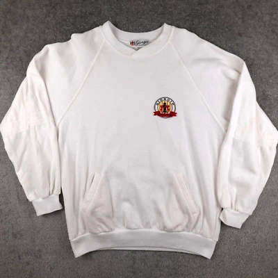 Винтажная мужская толстовка Giorgio Beverly Hills XL белая с круглым вырезом вышивка сделано в США - Изображение 1 из 4