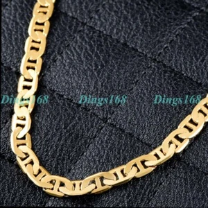 18K Gold Filled Tarnish-Free Flat Mariner Link Anchor Chain Ankle Bracelet P081A - Picture 1 of 2